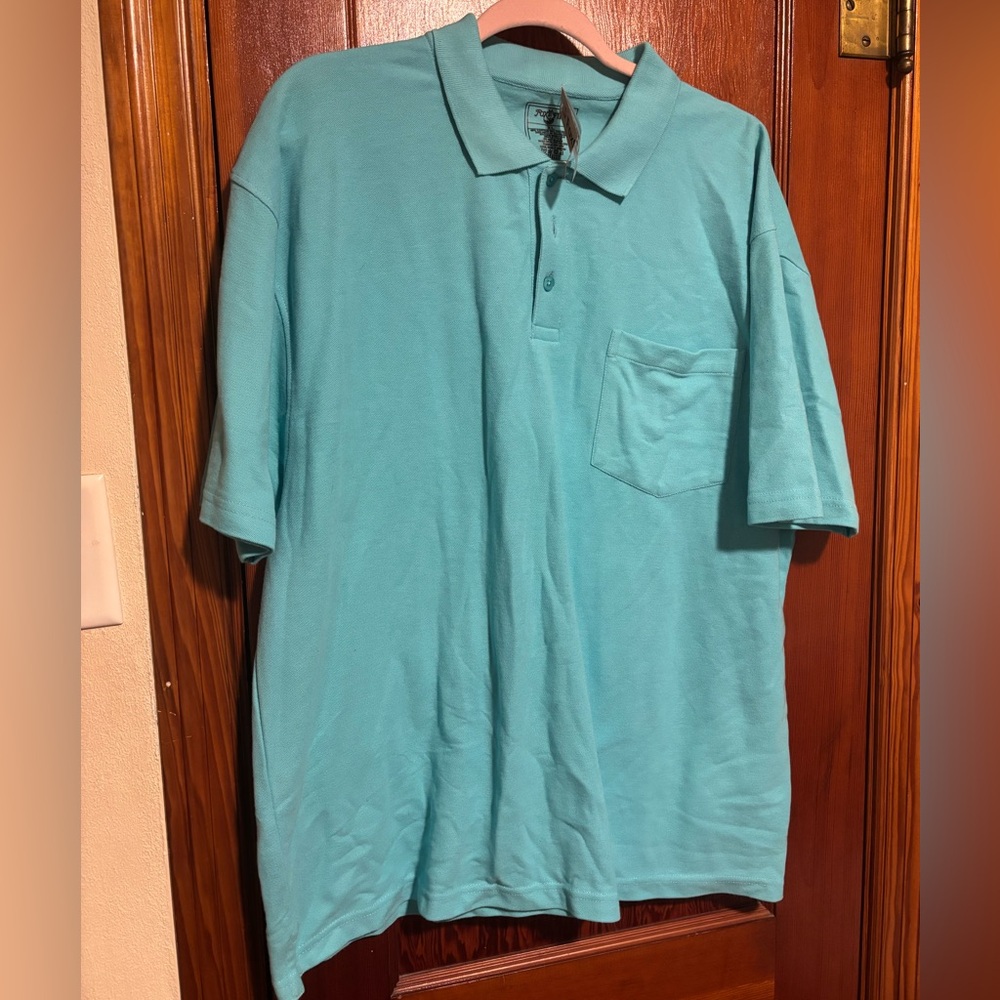 FOX FIRE Men’s Teal Blue Short Sleeve Collared Polo Shirt Size XL